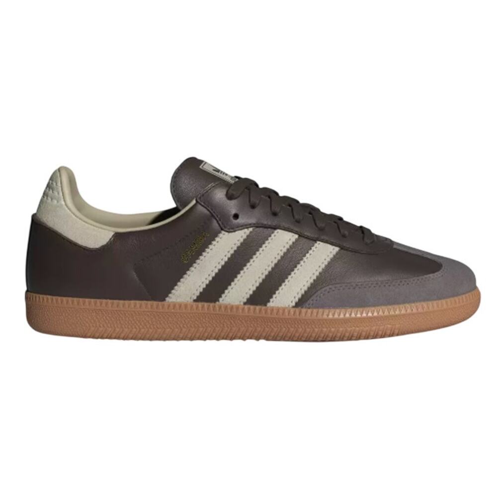 Adidas Men's Samba OG Shoes in Brown/Putty Grey/Gold, Size 8.5